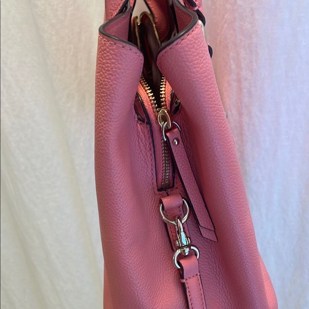 Kate Spade Coral Pink Evangeline Satchel with Structured Elegance - Picture 12 of 16